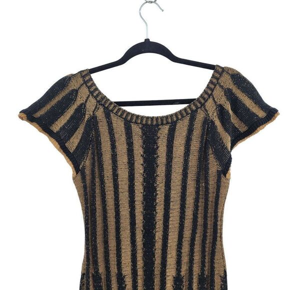 90's Chelsea & Theodore Sweater Gothic Grunge Short Flutter Tunic Brown Black M - Picture 8 of 11